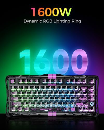 gravastar mercury v75 lite hall effect magnetic gaming keyboard – 8khz rapid trigger wired 75% keyboard, adjustable actuation, hot swappable switches, transparent rgb for pc/mac