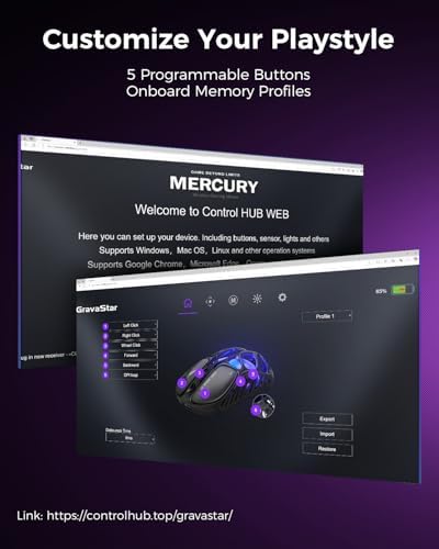 gravastar mercury x pro wireless gaming mouse – 32,000 dpi, 8khz polling, 49g magnesium alloy frame, rgb lighting, tri mode connectivity
