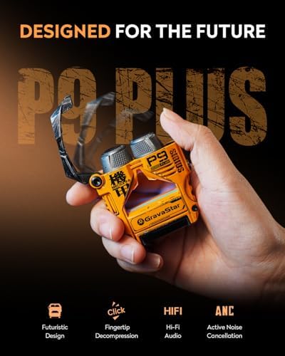 gravastar noise cancellation headphones, wireless over ear bluetooth headset with customizable rgb lights, deep bass, for android & ios, yellow