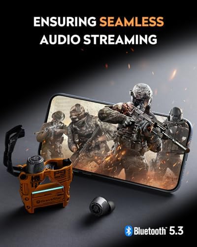 gravastar noise cancellation headphones, wireless over ear bluetooth headset with customizable rgb lights, deep bass, for android & ios, yellow