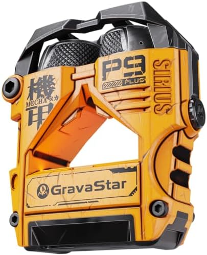 gravastar noise cancellation headphones, wireless over ear bluetooth headset with customizable rgb lights, deep bass, for android & ios, yellow