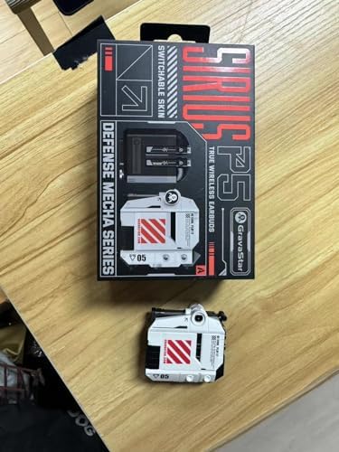 gravastar sirius p5 bluetooth earbuds – interchangeable cases, enc, 40h playtime, ipx4, bluetooth 5.2, rgb lights, defense mecha white