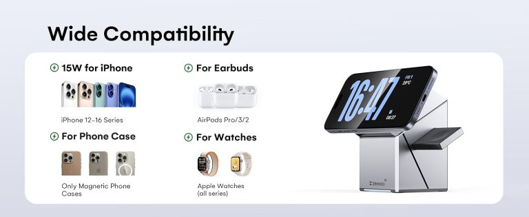 3 in 1 foldable magnetic wireless charging station