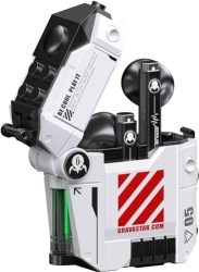 gravastar sirius p5 bluetooth earbuds – interchangeable cases, enc, 40h playtime, ipx4, bluetooth 5.2, rgb lights, defense mecha white